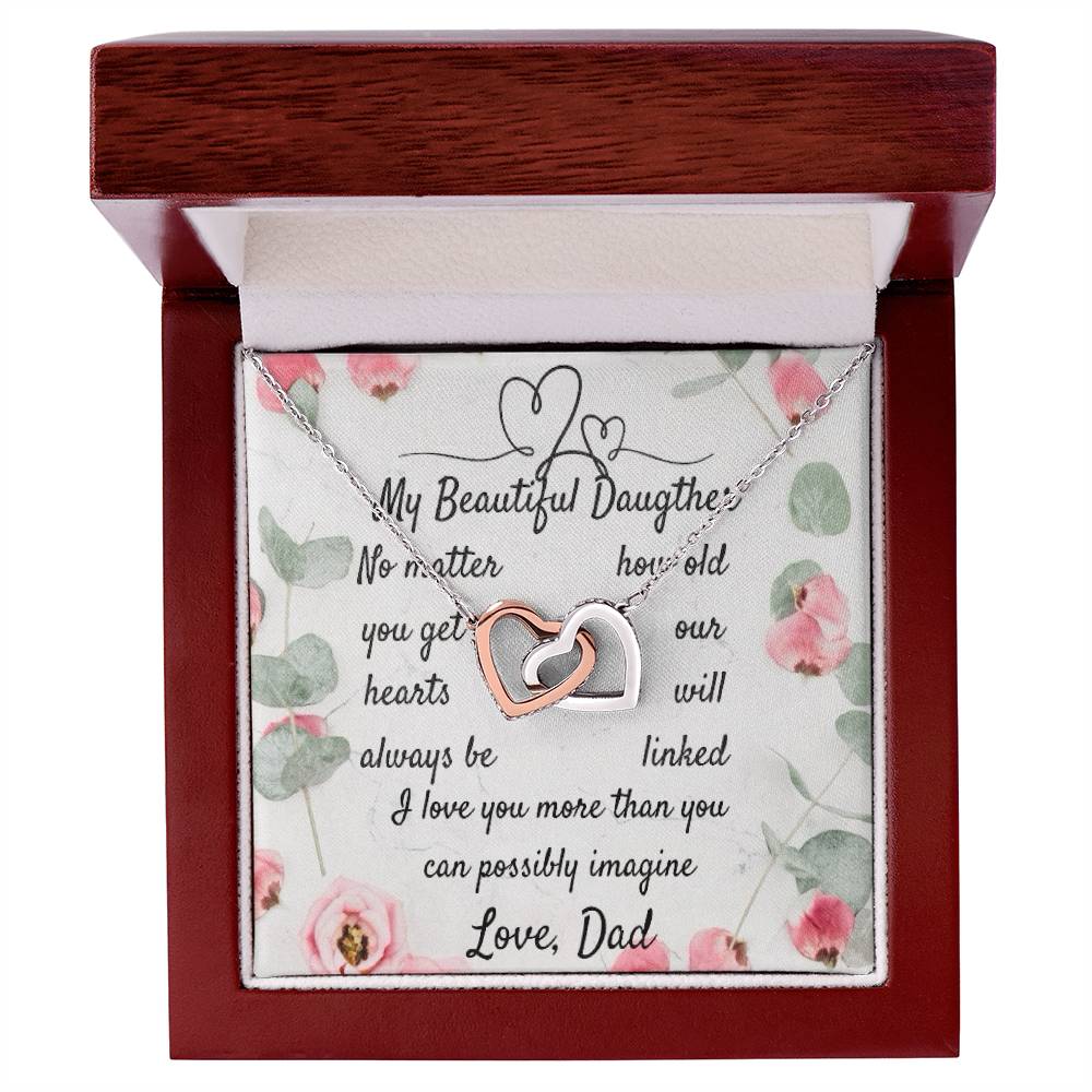 Heart Link Necklace with Father Daughter Message Card